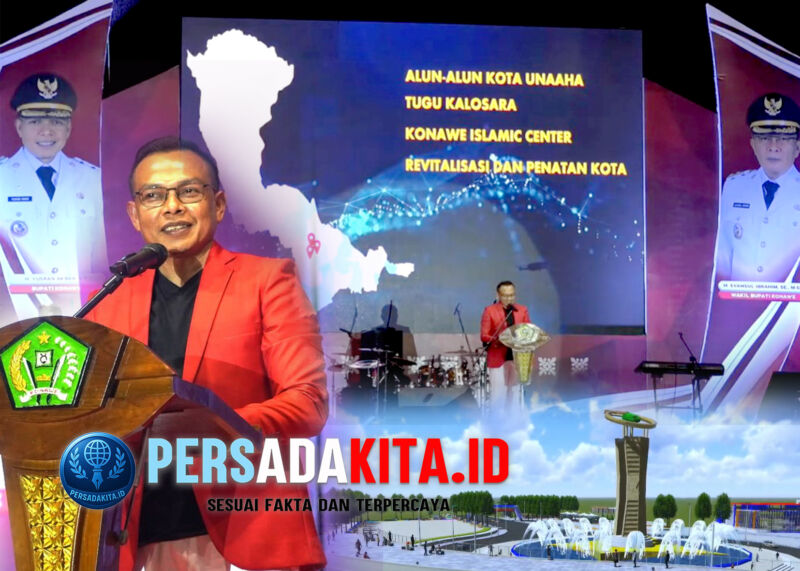 Bupati H. Yusran Akbar ST saat menyampaikan pidato penutupan di ICP Unaaha : Bupati Konawe H. Yusran Akbar ST menutup Gebyar HUT RI ke-80 dengan pesan inspiratif untuk masa depan Konawe, Senin (18/9/2025)