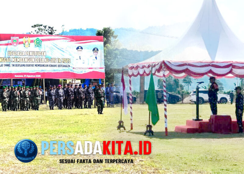 Upacara Penutupan TMMD ke-125: Danrem 143/Haluoleo Brigjen TNI Raden Wahyu Sugarto memimpin upacara penutupan TMMD ke-125 di Desa Nekudu, Asinua, Konawe, Kamis (21/8/2025).
