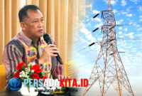 Sekda Konawe, Dr. Ferdinand saat membuka sosialisasi SUTET 275 kV di Aula Inowa, Kantor Bupati Konawe, 28 Agustus 2025 dengan Ilustrasi jalur SUTET 275 kV Andowia–Kendari yang akan melintasi tiga kabupaten/kota. Proyek strategis nasional ini akan menopang ketahanan energi Sulawesi. 