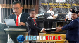 Wakil Bupati Konawe H. Syamsul Ibrahim, SE MSi dengan penuh keyakinan memaparkan pokok-pokok Rancangan APBD Kabupaten Konawe Tahun Anggaran 2026 di hadapan sidang paripurna DPRD.