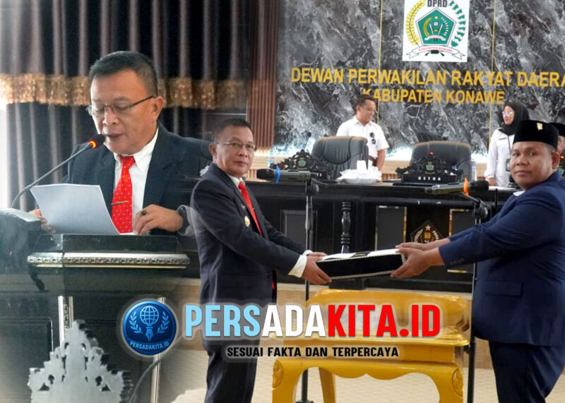 Wakil Bupati Konawe H. Syamsul Ibrahim, SE MSi dengan penuh keyakinan memaparkan pokok-pokok Rancangan APBD Kabupaten Konawe Tahun Anggaran 2026 di hadapan sidang paripurna DPRD.