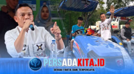 Bupati Yusran Akbar memberikan sambutan tegas di hadapan para petani dan brigade pangan. Ia mengingatkan agar bantuan Alsintan tidak diperjualbelikan dan mengancam akan mengevaluasi pemanfaatannya setiap tiga bulan sekali.