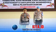 Suasana upacara serah terima jabatan (sertijab) sejumlah Pejabat Utama dan Kapolsek jajaran Polres Konawe yang dipimpin Kapolres Konawe AKBP Noer Alam, S.I.K, di Aula Polres Konawe, Selasa (12/5/2026).