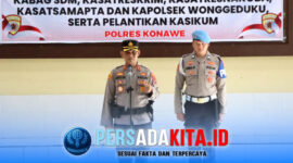Suasana upacara serah terima jabatan (sertijab) sejumlah Pejabat Utama dan Kapolsek jajaran Polres Konawe yang dipimpin Kapolres Konawe AKBP Noer Alam, S.I.K, di Aula Polres Konawe, Selasa (12/5/2026).