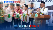 Bupati Konawe, H. Yusran Akbar, S.T., bersama jajaran pengurus Yayasan Ummusshabri Kendari melakukan pemotongan pita peresmian Gedung Madrasah Pesantren UMUSABRI Cabang Unaaha, Sabtu (27/6/2026). Peresmian dirangkaikan dengan pengajian Tahun Baru Islam 1448 Hijriah.