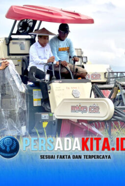 Aksi Wamendagri dan Bupati Yusran Akbar Mengendarai Combine Harvester Warnai Panen Raya Konawe