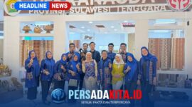 Suasana stan Dekranasda Sulawesi Tenggara yang menampilkan beragam produk unggulan dari 17 kabupaten/kota, termasuk tenun motif 