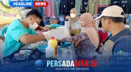 Suasana layanan Cek Kesehatan Gratis (CKG) yang digelar Dinas Kesehatan Kabupaten Konawe di Kecamatan Routa, Sabtu (22/8/2026). Tenaga kesehatan melayani warga dengan sigap di tengah keramaian Pekan Olahraga dan Seni HUT ke-81 RI.