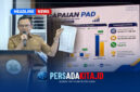 Bupati Konawe, H. Yusran Akbar, S.T., sedang memberikan sambutan dan arahan dalam rapat evaluasi penerimaan PAD Semester 1 Tahun 2026. Tampak serius menyampaikan pentingnya data dan koordinasi untuk optimalisasi PAD.