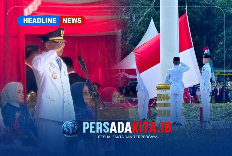 Suasana khidmat upacara Detik-Detik Proklamasi Kemerdekaan RI ke-81 di halaman Kantor Bupati Konawe, Senin (17/8/2026). Bupati Konawe H. Yusran Akbar, S.T. bertindak sebagai inspektur upacara didampingi jajaran Forkopimda.