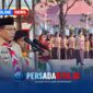 Bupati Konawe, H. Yusran Akbar, ST, memberikan arahan dan membacakan sambutan Ketua Kwarnas Gerakan Pramuka saat memimpin upacara HUT Pramuka ke-65 di Lapangan Pemda Konawe, Jumat (14/8/2026). Ratusan anggota Pramuka dan pembina tampak mengikuti apel dengan khidmat di bawah cuaca cerah.