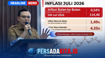 Bupati Konawe H. Yusran Akbar, S.T. saat membuka rapat evaluasi realisasi PAD dan menyampaikan apresiasinya atas lonjakan pajak restoran serta stabilitas inflasi di Aula BKPSDM Kabupaten Konawe, Senin (3/8/2026).