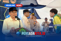 Bupati Konawe H. Yusran Akbar, S.T. (berdiri di podium) secara resmi membuka Job Fair Konawe 2026 di eks Arena MTQ/STQ, Unaaha, didampingi jajaran Forkopimda, Rabu (12/8/2026).