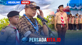 Bupati Konawe H. Yusran Akbar ST memimpin upacara pembukaan Kemah Bakti Wisata Bahari Bersahaja 2026 di Pantai Lalimbue, Soropia, Jumat (28/8/2026).