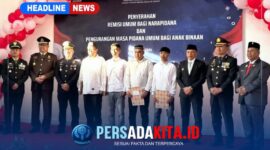 Bupati Konawe H. Yusran Akbar, S.T, bersama jajaran Forkopimda saat menghadiri penyerahan Remisi Umum di Rutan Kelas IIB Unaaha, Senin (17/8/2026).