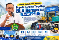 Bupati Konawe, H. Yusran Akbar, S.T., menegaskan komitmen pemerintah daerah dalam mempersiapkan tenaga kerja siap pakai melalui BLK Konawe.