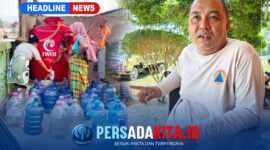 Kepala BPBD Konawe, Herianto Pagala, S.Sos, saat memberikan keterangan pers terkait operasional penanganan krisis air bersih di Kabupaten Konawe, Sulawesi Tenggara. (Foto: Persada Kita)