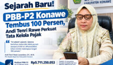 Pelaksana Tugas (Plt.) Kepala Badan Pendapatan Daerah (Bapenda) Kabupaten Konawe, Andi Tenri Rawe Lasandara, S.E., M.Si., saat memberikan keterangan pers terkait capaian sejarah realisasi PBB-P2 yang menembus 100 persen di ruangannya, Rabu (28/10/2026)