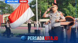 Kapolres Konawe AKBP Edi Raharjono, S.I.K., M.Si., memberikan penghormatan saat memimpin jalannya upacara Hari Sumpah Pemuda ke-98.